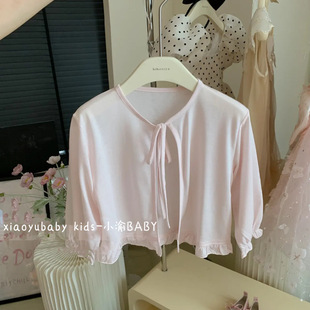 2024 Girls' Lace Summer Coat Korean-style Sunscreen Thin Baby Air-conditioning Shirt Shawl Children's Cardigan Outer