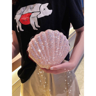 Sequin Pleated Shell Small Bag Women's 2025 New Fashionable Korean Style Shaped Shaped Shaped Shaped Shaped Shaped Crossbody Women's Bag