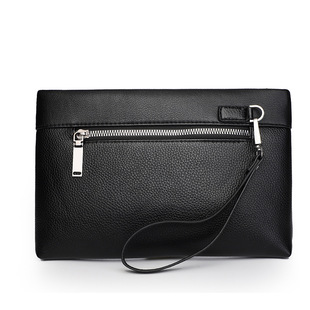 Cross-border 2025 New Handbag Men's Hand-held Soft Leather Trendy Large Capacity Fashion Handbag Hand-held Envelope Clamp Bag