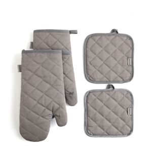 Factory direct supply cotton lengthened microwave oven gloves oven gloves anti-scalding baking gloves heat insulation pad set custom
