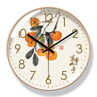 Ultra-quiet 6314 Guofeng Baicai Nafu Living Room Bedroom Wall Clock Chinese Style All the Right Things Quiet Quartz Clock