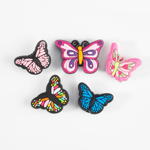 24 Summer Cross-border Garden Hole Shoes Shoes Flower Buckle Shoes with Red Book Cute PVC Butterfly Beads Decorative Buckle
