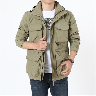 Multifunctional Jacket Outdoor Mountaineering Sportswear Sleeve Detachable Sleeve Hooded Loose Jacket Men's Thin Top