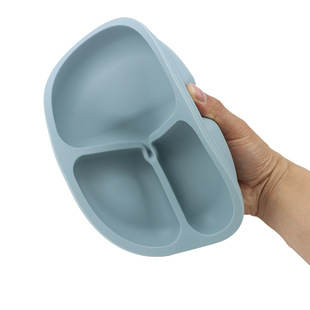 Children's Crate Design Round Food Grade Smiley Silicone Dinner Plate Maternal and Infant Feeding Silicone Products