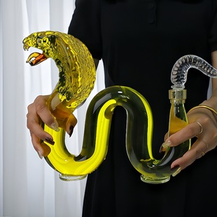 Sparkling Wine Glass Bottle Zodiac Snake-shaped Wine Bottle Household Creative Empty Bottle Sealed Transparent Glass Sparkling Wine Bottle