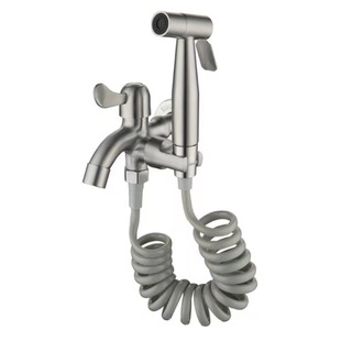 Cross-border 304 stainless steel multi-function faucet one in two out mop pool balcony toilet accessory spray gun suit