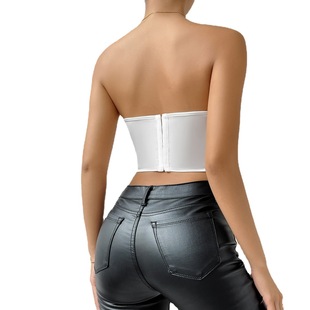 Cross-border foreign trade wish sexy hot girl lace-up solid color chest-wrapped Street backless Fishbone waist vest 10553