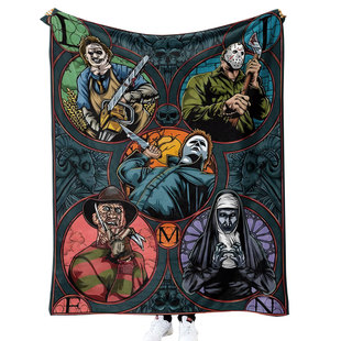 Flannel blanket blanket air conditioning quilt picture can be printed cross-border dormitory lazy blanket cartoon blanket horror style 2