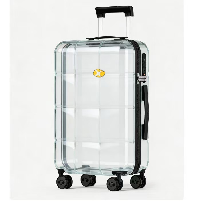 Transparent Case Made of Pure Pc Material, DIY Patterned Solid Color Trolley Suitcase