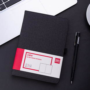 Deli 25K96 Simple Fabric Style Notepad Work Logbook with Pen Insert Notebook Stationery 7991