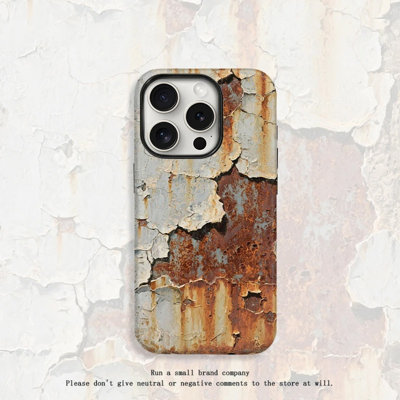Retro rusty design, suitable for Apple 17 Pro/16 Pro, Android and Huawei phones, simulated rusty iron creative phone case