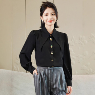 Autumn European and American Design Sense Long Sleeve Shirt Women's Personality Collar Fashion Casual Top Button All-match Women's Shirt