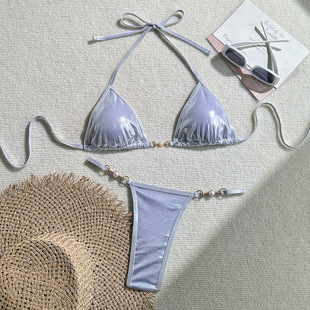 2024 European and American New Sexy Bright Pearl T-shaped Bikini Swimsuit Bikini Cross-border Foreign Trade