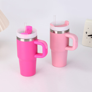 Cross-border 14oz mini car cup 304 stainless steel vacuum thermos cup with handle outdoor portable suction cup