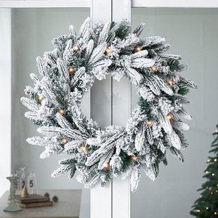 New Christmas wreath door hanging 50/60cm Christmas Green PE mixed leaf decoration snow wreath hanging decoration scene layout