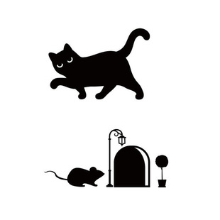 Новый AD1316 черный котенок уличный фонарь мышь отверстие Настенная Наклейка Спальня Гостиная Вход дом стена нога декоративная наклейка