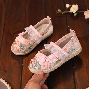 Summer Mesh Girl Princess Embroidered Shoes Hanfu Shoes Baby Ancient Dress Performance Chinese Style Student Performance Embroidery