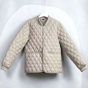 Winter New Korean Style Loose Casual Lightweight Cotton Clothes Diamond Plaid Thin Coat New Cotton Coat