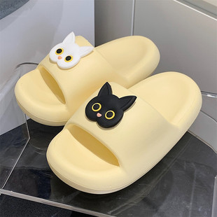 Slip-on eva fashion home indoor slippers women's summer new soft bottom lightweight fun black and white kitten sandals