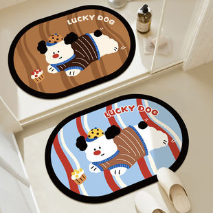 Cute Pet Cartoon Cute Household Toilet Door Mat Quick-drying Non-slip Absorbent Floor Mat Bathroom Toilet Foot Mat