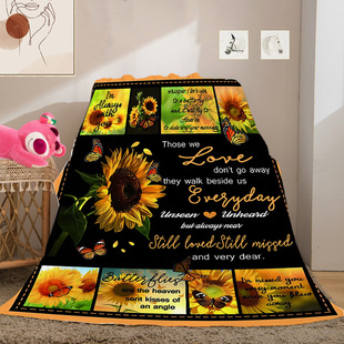 Cross-Border Best-Selling Sunflower Envelope Letter Flannel Blanket Customized Gift Small Cover Blanket for Relatives and Friends