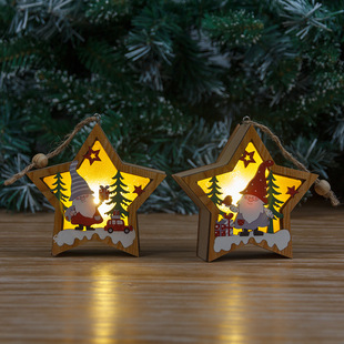 New Christmas decorations with lights wooden luminous pendant Christmas gift Christmas tree pendant ornaments