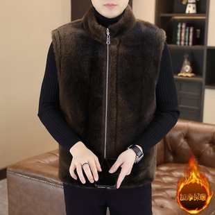 Foreign Trade Men's Winter Stand-Up Collar Pure Color Double-Sided Sleeveless Velvet Thickeneded Vest Jacket Trendy Men's Warm Top