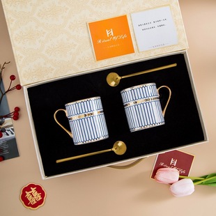 Straight Full Gold Mug Light Luxury European Style Large Capacity Cup Couple Cup Office Water Cup Premium Gift Box