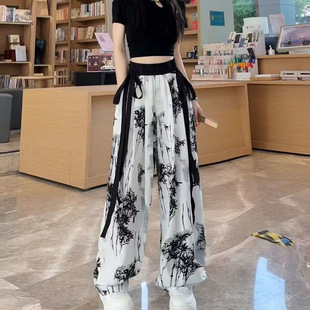 Girls' Pants Summer Outer Wear Ice Silk Anti-mosquito Pants Thin New Chinese Style Fashionable Western Style Quick-drying Girls' Wide Leg Pants