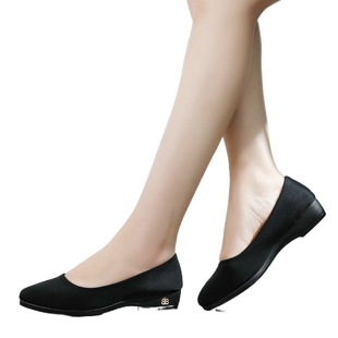 Jiuzhan Work Shoes Women's Black Cloth Shoes Lightweight Comfortable Stewardess Shoes Cover Foot Wedge Shoes Professional Women's Shoes Work Shoes