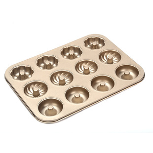 Factory direct 6/12 hole donut baking mold creative mini cake biscuit model household non-stick baking tray