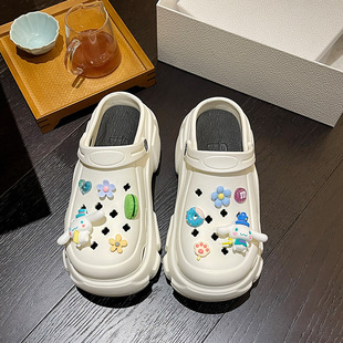 High heel hole shoes women's summer wear super thick bottom increased non-slip sandstand shoes closed toe sandals for women 2023 New