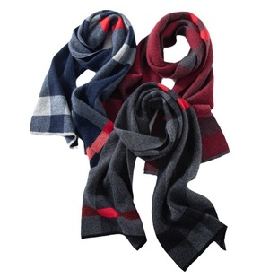 Cashmere Men's Business Scarf Warm Knitted Plaid Fashion Thickened 2024 Autumn and Winter Cashmere Scarf Color Matching