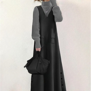 2025 spring new Japanese new stitching long sleeve dress A- line skirt