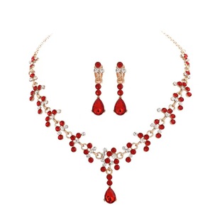 Amazon Children's Jewelry Rhinestone Necklace Earrings Korean Style Wedding Dress Wedding Crown Tiara Accessories suit Women