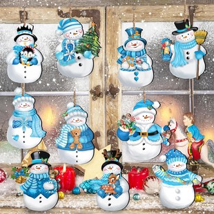 Cross-border New Christmas Snowman Wooden Decoration Hanging Decoration Christmas Tree Hanging Wooden Crafts Decoration