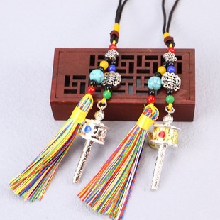 Wholesale double-sided rotating tassel waist brand bag pendant car pendant ethnic style characteristic keychain pendant accessories