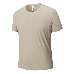 2025 New Summer Couple Ice Silk Short-Sleeved Men's Outdoor Casual Comfortable Breathable Pure Color Round Neck Quick-Drying T-Shirt for Women