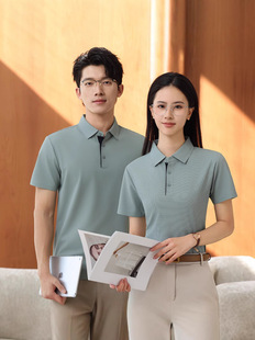 Waffled short-sleeved lapel polo shirt men and women casual lapel short-sleeved polo shirt corporate work clothes