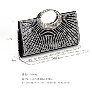 Evening Bag 2025 New Cheongsam Dress Women's Bag Diamond-encrusted Japanese Style High-end Fashionable Chain Shoulder Hand Evening Bag