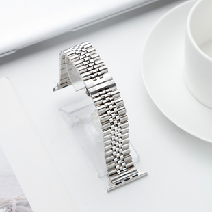 Suitable for iwatch Apple Strap Five Beads Solid Steel Strap Stainless Steel Universal Watch Strap Huawei Samsung Strap