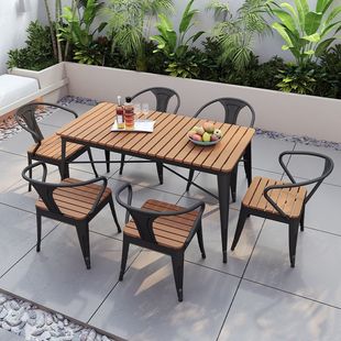 Outdoor Balcony Bar Leisure Table Milk Tea Shop Outdoor Table and Chair Combination Outdoor Outdoor Courtyard Simple Integrated Table and Chair