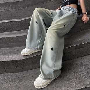 Girls' Jeans Spring and Autumn 2025 New Children's Pants Large Children's Western Style Girl's Loose Straight Pants Wholesale Trendy
