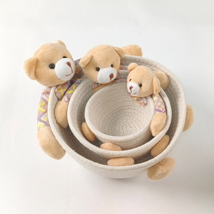 Cartoon Cute Style Small Storage Basket Bear and Rabbit Holiday Gift Candy Storage Basket Office Desktop Organization Basket