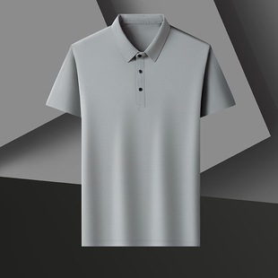 2025 new men's summer seamless short sleeve polo shirt men's lapel simple young and middle-aged loose business wholesale