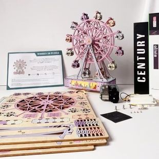 Ferris Wheel Music Box DIY Ferris Wheel Wooden Assembled Couple Gift TikTok Same Happy Park Material Bag