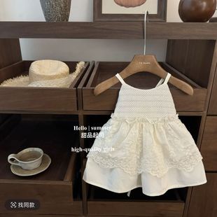 Aixi Japanese Western-style Embroidered Floral dress Summer Stitching Slip Skirt Baby Girl's Western-style Fashionable Princess Skirt