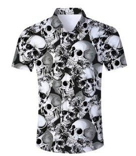 2023 cross-border Europe and the United States new men's casual short sleeve shirt 3D digital printing