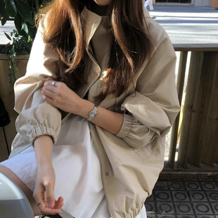 Now 2025 spring new Korean OU * CE temperament solid color loose casual slim hooded zipper jacket