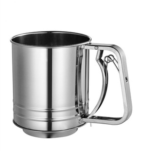 Handheld double-layer powder sieve semi-automatic cup flour sieve plastic hand-pressed flour filter sugar medium